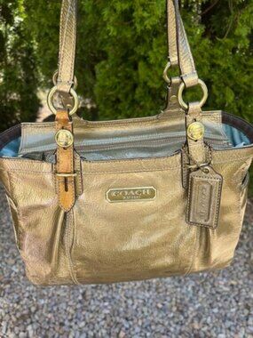 COACH Metallic Gold Leather Shoulder Bag
